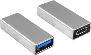 USB C Female to USB A Female Adapter USB C Female to USB 3.0 Female Adapte Double-Side Transmission USB C to USB 3.0 Adapter Connector Compatible with iPhone MacBook Pro etc 2 Pack (Silver)