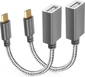 CableCreation [2-Pack] Micro USB 2.0 OTG Cable Braided On The Go Adapter Micro USB Male to USB Female for Samsung or Other Smart Phones with OTG Function, 6 Inch/ Space Gray Aluminium
