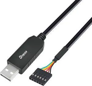 DTECH 3ft USB to TTL Serial Cable 3.3V 6 Pin UART Adapter Debug Cord Compatible with Windows 11 10 8 7 Linux MAC OS Genuine FT232RL Chip 6Pin 3v3 Level Signal 2.54mm Dupont Female Header