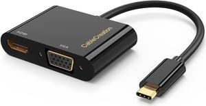 USB C to HDMI VGA Adapter, CableCreation USB Type C to Dual VGA HDMI Splitter Converter, Compatible with MacBook Pro 2020, iPad Pro 2020, Dell XPS 13/15, Yoga 910, Surface Go, Chromebook, Galaxy S20