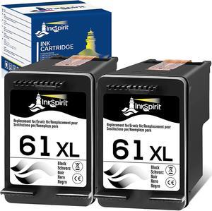 InkSpirit 61 Ink Cartridges  Printers, Remanufactured Replacement 61 61XL for Envy 4500 4502 5530 5535 OfficeJet 4630 4635 DeskJet 3050 2540 2050 1000 1010 1512 1510 (2 Black)