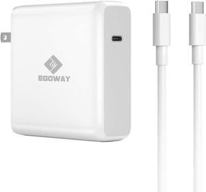 E EGOWAY 96W USB-C Power Adapter Charger Compatible with Mac Book Pro 16 15 13 inch 2019, Mac Book Air 13 inch 2020 and More USB C Devices, Included 6.6ft USB-C to USB-C Charging Cable