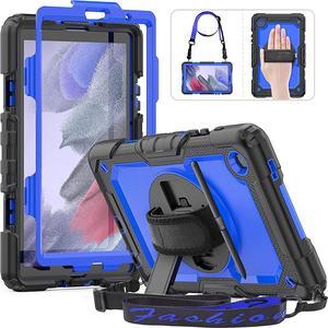 Galaxy Tab A7 Lite Case 2021 8.7 inch with Screen Protector, 360 Swivel Stand/Hand Strap, Pen Holder, Shoulder Strap Shockproof Silicone Case for Galaxy Tab A7 Lite(SM-T220/T225/T227), Blue