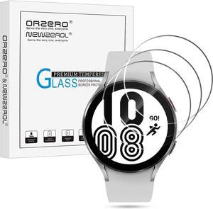 3 Pack Orzero Compatible for Samsung Galaxy Watch 4 44mm Tempered Glass Screen Protector 25D Arc Edges 9 Hardness High Definition AntiScratch BubbleFree Lifetime Replacement