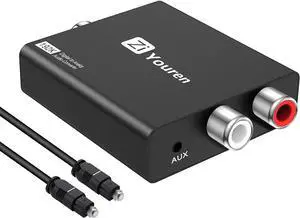 Digital to Analog Audio Converter, 192KHz DAC Digital SPDIF Optical to Analog L/R RCA Converter Toslink Optical to 3.5mm Jack Adapter for Xbox HD DVD PS4 Amp Apple TV Home Cinema