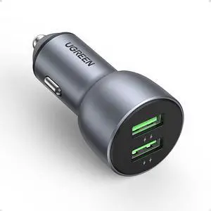 UGREEN USB Car Charger Adapter 36W - Dual USB Car Charger Fast Charging, Cigarette Lighter Adapter Compatible for iPhone 13/13 Pro/12/SE/11/XR/X/XS, Galaxy S21/S20 Ultra/S10+/S9/S8/Note 20