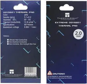 Thermalright Thermal Pad 12.8 W/mK 85x45x2mm Non Conductive Heat Resistance Extreme Odyssey Silicone Thermal Pads for PC Laptop Heatsink/GPU/CPU/LED Cooler (2mm)