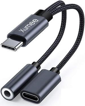 USB Type C to 3.5mm Headphone and Charger Adapter 2-in-1 USB C to Aux Audio Jack Hi-Res DAC and Fast Charging Dongle Cable Compatible with Galaxy S23 Ultra S22 S21 S20 S20+ Note 20 (Grey)