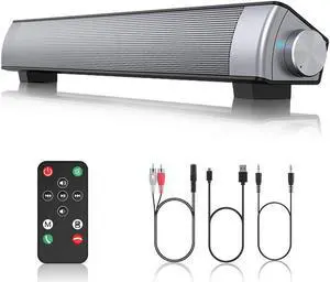 VersionTECH. PC Soundbar Wired & Wireless Bluetooth Computer Speakers with Remote Control,Portable USB Home Theater Stereo Sound Bar for Desktop Laptop TV Cellphone MP4 [RCA, AUX]