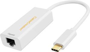 USB C Ethernet Adapter, CableCreation USB Type C to RJ45 Network LAN Adapter Up to 10/100/1000 Mbps, Thunderbolt 3 Compatible, for MacBook Pro 2020, Surface Book 2, White