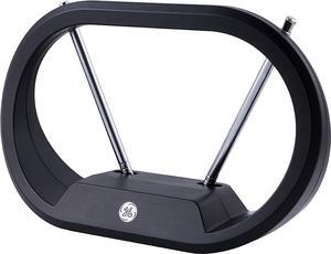 GE Modern Loop Rabbit Ears Indoor TV Antenna, 15 inch Extendable Dipoles, 4K 1080P VHF UHF, Tabletop Antenna, Digital HDTV Antenna, Smart TV Compatible, 4ft Coaxial Cable, Black, 33675