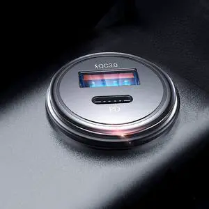 Car Charger USB C, GLBSUNION [PD&QC3.0+] 38W [All Metal] USB Car Charger Adapter Mini Flush Fit Cigarette Lighter Type C Quick Charger for iPhone 14/13/12/11 Galaxy, Black (+ Free 12 Type C Cable)