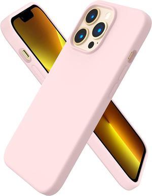 Compatible with iPhone 13 Pro Case 6.1, Slim Liquid Silicone 3 Layers Full Covered Soft Gel Rubber Case Cover 6.1 inch-Chalk Pink