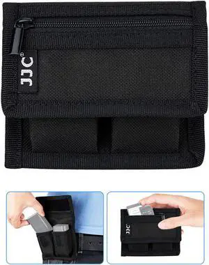 (3 Pockets) DSLR Battery and Memory Card Holder Pouch,Camera Battery and SD CF XQD Card Storage Case for AA Battery and LP-E6 LP-E10 LP-E12 LP-E17 EN-EL14 EN-EL15 NP-FW50 NP-F550 NP-FZ100 Battery