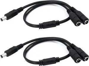 DC Y Splitter Cable 1 Male to 2 Female,5.5mm x 2.1mm DC Power Extension Adapter Cable,for CCTV Surveillance Cameras,Surveillance Routers,DVR,and More2PCS DC Y Splitter Cable 1 Male to 2 Female,5.5mm x 2.1mm DC Power Extension Adapter Cable,for CCTV Surveillance Cameras,Surveillance Routers,DVR,and More2PCS