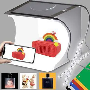 lightbox Photography,  Mini Photo Studio Light Box with 40pcs LED Lights, Foldable and Portable Photo Booth+6 Color Backdrops Suitable for Small Items Such as Jewelry etc.(9 ' / 20 cm)