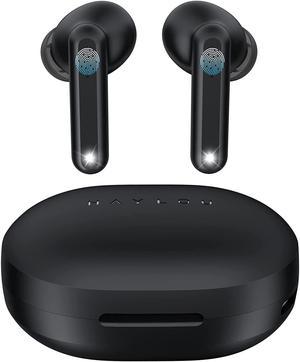 Wireless Earbuds,Haylou GT7 Bluetooth Earbuds Bluetooth 5.2 HD Stereo Sound,AI Clear Call Noise Cancellation,USB-C,24H Playtime,Touch,2 Modes,Bluetooth Headphones Earphones for Home Office,Jet Black