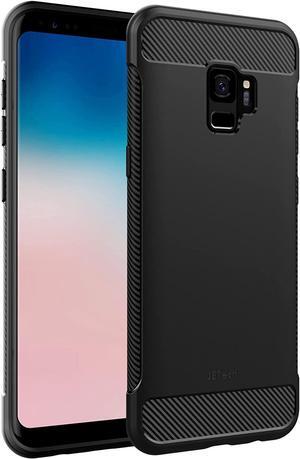 Slim Fit Case for Samsung Galaxy S9, Thin Phone Cover with Shock-Absorption and Carbon Fiber Design (Black)
