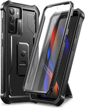 for  Galaxy S21 Case [Built in Screen Protector and Kickstand] Heavy Duty Military Grade Protection Shockproof Protective Cover for  Galaxy S21 5G 6.2 inch Black