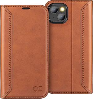OCASE Retro Series Compatible with iPhone 13 Wallet Case with Card Holders [RFID Blocking][TPU Inner Shell ][Kickstand] PU Leather Flip Folio Shockproof Phone Cover 6.1 inch 2021 (Brown)