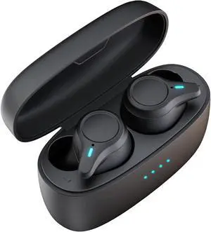 KOSETON E10 True Wireless Bluetooth Earbuds, Titanium Black  Wireless Earbuds for Running and Sport, Charging Case Included, Dual Microphones, 30 Hour Battery and Great Sound Quality