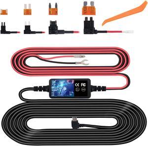 Dash Cam Hardwire Kit, Mini USB Hard Wire Kit Fuse for Dashcam, Plozoe 12V-24V to 5V Car Dash Camera Charger Power Cord, Gift 4 Fuse Tap Cable and Installation Tool11.5ft
