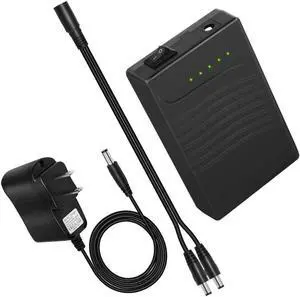 Good Product Outlet Rechargeable 12V DC Output Lithium ion Battery Pack for LED Strip/Light/Panel/Amplifier and CCTV Camera with Charger, Multi-led Indicator Black (3000mAh)