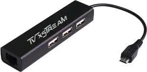 LAN Ethernet Adapter with 3 USB Port Hub with Micro USB Power for TV Streaming Devices, Stick 2nd Gen, 3rd Gen 4K firestick, Plus USB to DC Cable for Power