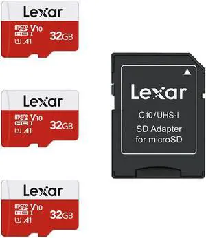 32GB Micro SD Card 3 Pack microSDHC UHS-I Flash Memory Card with Adapter - Up to 100MB/s U1 Class10 V10 A1 High Speed TF Card (3 microSD Cards + 1 Adapter)