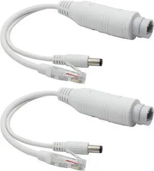 ANVISION 2-Pack Active 48V to 12V Waterproof PoE Splitter Adapter, IEEE 802.3af Compliant 10/100Mbps, for IP Camera AP Voip Phone and More, White ANVISION 2-Pack Active 48V to 12V Waterproof PoE Splitter Adapter, IEEE 802.3af Compliant 10/100Mbps, for IP Camera AP Voip Phone and More, White