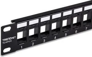 TRENDnet 24-Port Blank Keystone 1U Patch Panel, 1U 19" Metal Rackmount Housing, Recommended With TC-K25C6 & TC-K50C6 Cat6 Keystone Jacks (Sold Separately), Black, TC-KP24, Welcome to consult