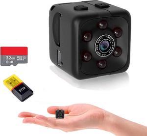 Mini Spy Camera Include 32G SD Card Hidden Camera HD Audio and Video Recording, Night Vision Motion Detection, Surveillance Camera Small Dog Camera Nanny Cam Baby Monitor Home Security Camera