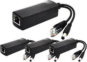 4-Pack 12V DC Output Active PoE Splitter Adapter, IEEE 802.3af, 10/100Mbps, for IP Camera AP Voip Phone and More, AV-PS12