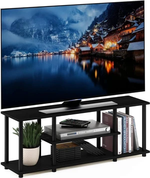 Furinno Turn-N-Tube No Tools 3D 3-Tier Entertainment TV Stand up to 50 inch TV, Round Tubes, Walnut Furinno Turn-N-Tube No Tools 3D 3-Tier Entertainment TV Stand up to 50 inch TV, Round Tubes, Walnut