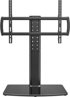 Universal Swivel TV Stand/Base Table Top Stand 40 to 86 inch TVs 110 Degree Swivel, 5 Level Height Adjustable, Heavy Duty Tempered Glass Base, Holds up 132lbs Screens, HT04B-003