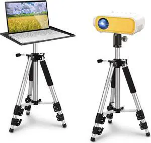 Projector Stand Tripod Adjustable: Universal Laptop Standing Height from 17" to 48" with Tray Ball Head Carry Bag for Computer Camera