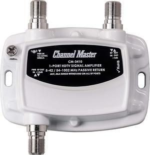 Ultra Mini 2 TV Antenna Amplifier, TV Antenna Signal Booster with 2 Outputs for Connecting Antenna or Cable TV to Multiple Televisions (CM-3412),Silver