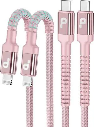 USB C iPhone Charger Cable Fast Charging 2Pack 6FT USB Type C to Lightning Cable [ MFi Certified] iPhone Fast Charger Cord Compatible with iPhone 14/13/12/11 Pro Max/XS MAX/XR/XS/8/iPad-Pink
