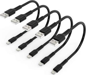 6 inch iPhone Charge Cable Short 0.5ft 5Pack USB to Lightning Cord for Fast Charging Stations Compatible with Apple iPhone 12 11 Pro Max Xs 8 7 6 5 Plus iPad Air/Mini