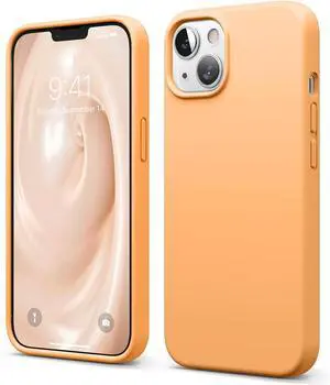 elago Compatible with iPhone 13 Case, Liquid Silicone Case, Full Body Screen Camera Protective Cover, Shockproof, Slim Phone Case, Anti-Scratch Soft Microfiber Lining, 6.1 inch (Orange)