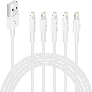 [ MFi Certified ] 5Pack 6ft iPhone Charger Cable, Long Lightning Cable 6 Foot, High Fast 6 Feet iPhone Charging Cable Cord Connector for iPhone 12 Mini 12 Pro Max 11 Pro MAX XS Xr X 6 AirPods