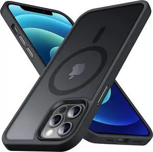 Anqrp Designed for iPhone 12/12 Pro Case, [Compatible with Magsafe] Super Soft Silicone Translucent Phone Case Cover for iPhone 12 6.1 inch, Black