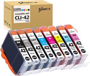 EXCERCUS 8 Pack CLI-42 CLI42 Compatible Ink Cartridges Use for Canon Pixma Pro-100 Pro 100 Pro-100S Printers (1BK, 1C, 1GY, 1LGY, 1M, 1Y, 1PC, 1PM)