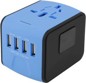 Convenient Travel AdapterInternational Power Adapter with 4 USB Ports and 1 AC Socket for USA,UK,EU Covers 160+Countries