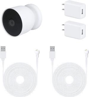 2Pack Power Adapter Compatible with Google Nest Cam Outdoor or Indoor, Battery, with 16.4Ft/5m Weatherproof Charging Cable Continuously Power Your Nest Cam (Battery) - White