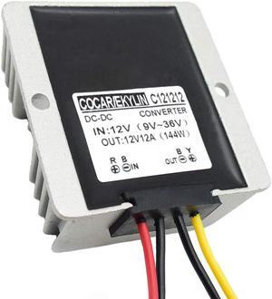 Car Voltage Stabilizer, DC 12V Regulator 12V Surge Protector 144W Heavy Duty for Car Battery Auto Truck Vehicle Boat Motor Solar System Protection (DC 10-36V Input, DC 12V Output)