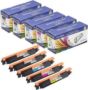 PrintOxe Compatible 5 Toners for 130A Complete Set + BK; 2 Black CF350A, Cyan CF351A, Yellow CF352A, & Magenta CF353A for HP Laser Jet Pro Color MFP M176, M177, M177fw Printers