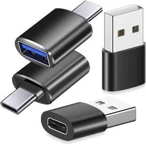 USB C to USB Adapter,Type C to USB Adapter [4 Pack] 3.0 USB Type C Male to USB Female, USB C Female to USB Male Adapter OTG Converter for Google, MacBook, Ipad, Desktop, Laptops, Projector, Chargers
