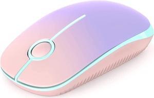 Wireless Mouse, Vssoplor 2.4G Slim Portable Computer Mice with Nano Receiver for Notebook, PC, Laptop, Computer (Pink to Purple)