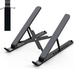 Laptop Stand for Desk Adjustable Laptop Riser ABS+Silicone Foldable Portable Laptop Holder Ventilated Cooling Notebook Mount Computer Stand for 10-15.6 Laptops Tablets-Black